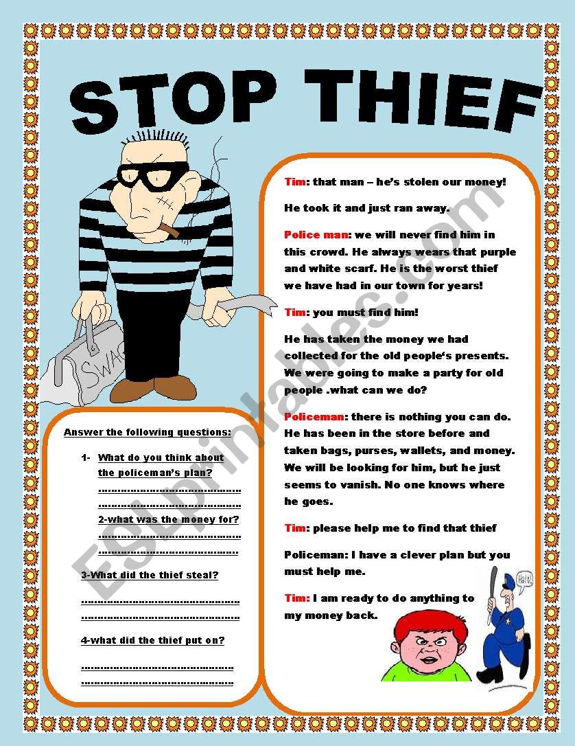 stop thief worksheet