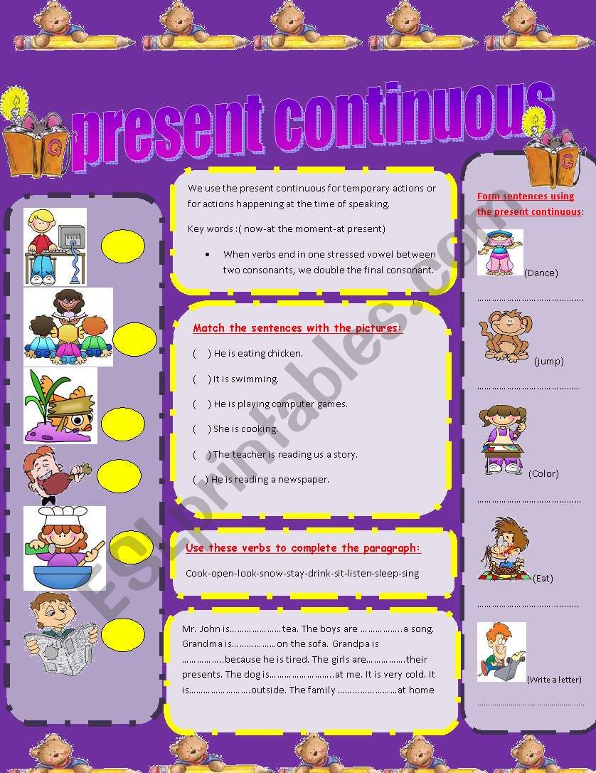 PRESENT CONTINUOUS worksheet