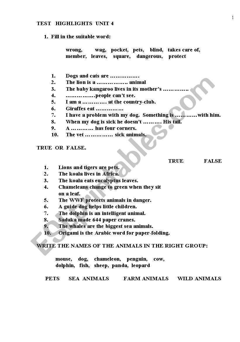 atest  level 3-4 english as second language from book highlights