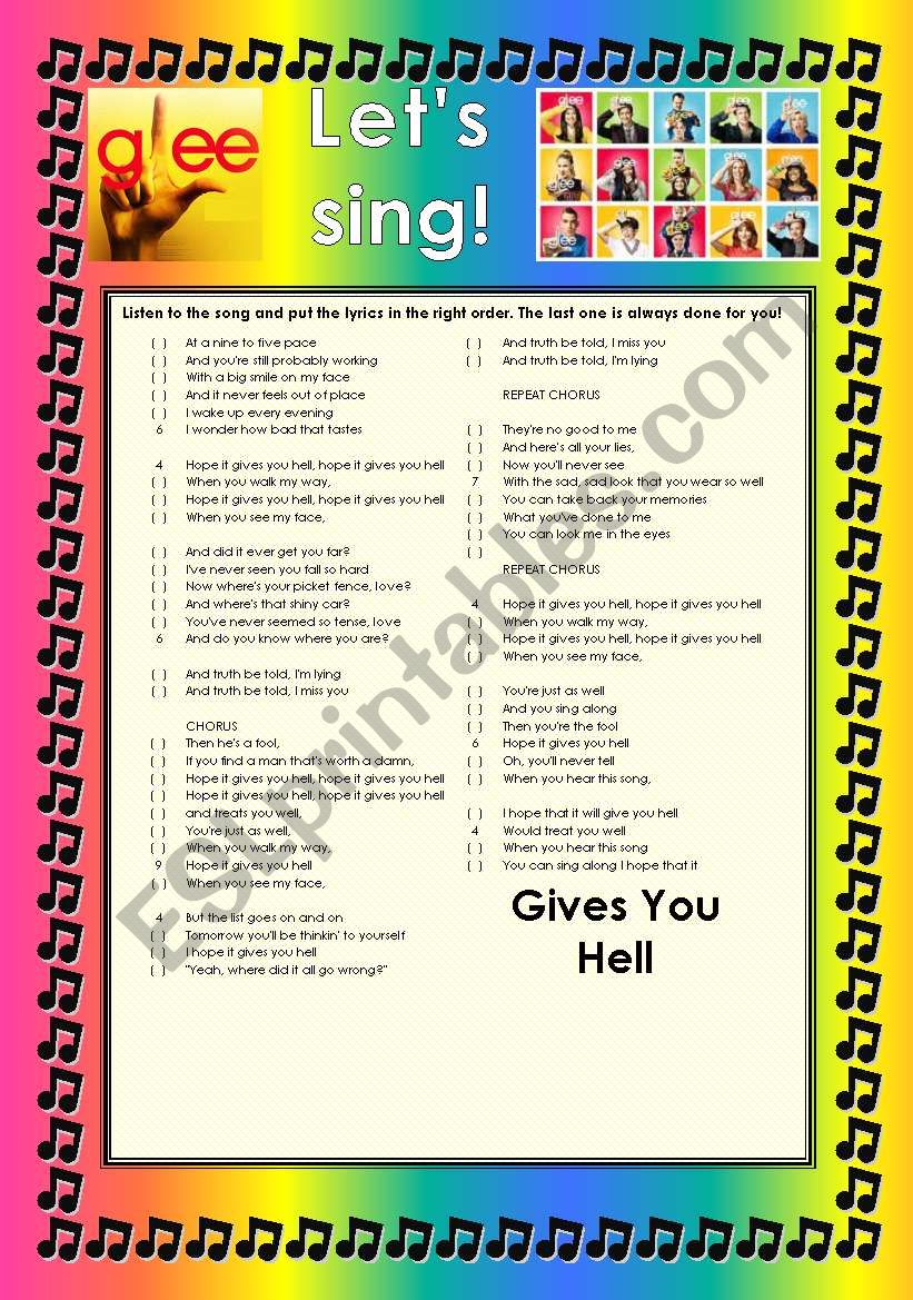 GLEE SERIES  SONGS FOR CLASS! S01E14  FOUR SONGS  FULLY EDITABLE WITH KEY!
