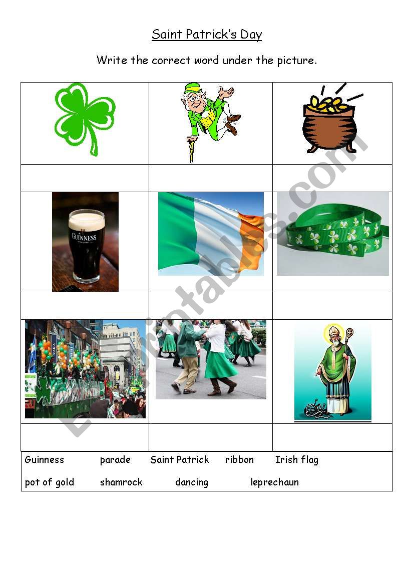 Saint Patricks Day Vocabulary