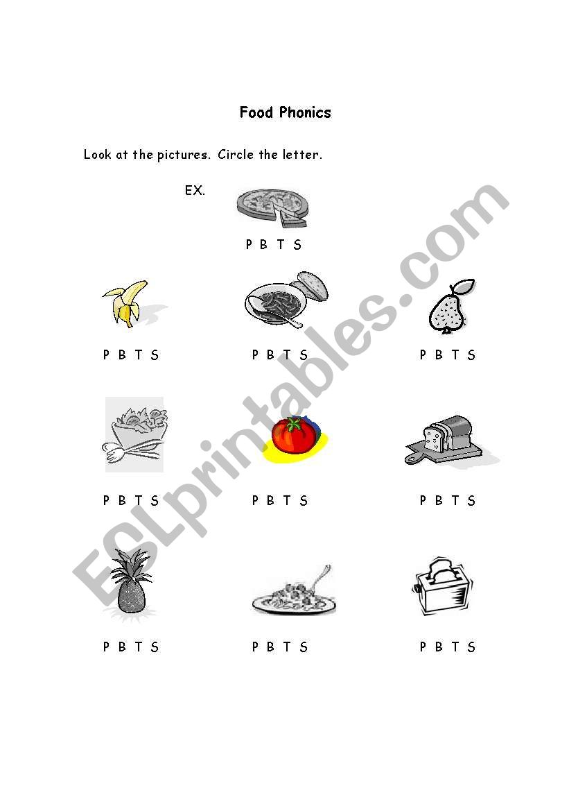 Food Phonics worksheet