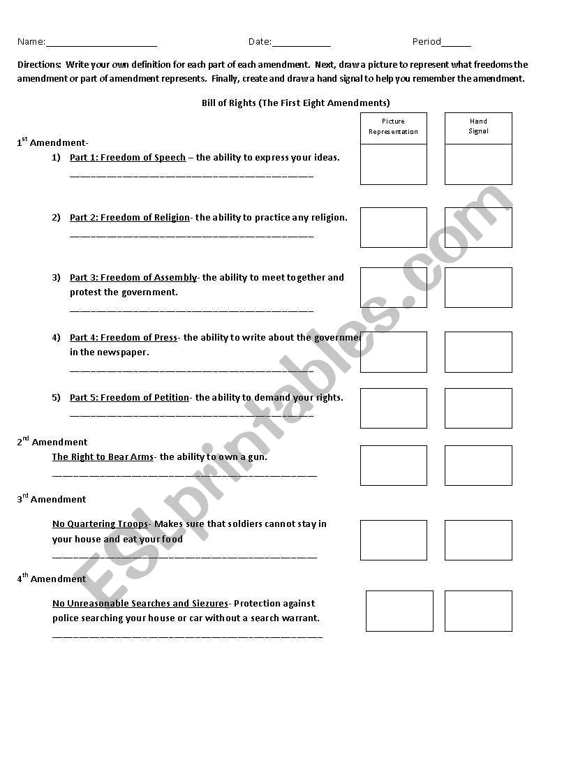 The First Eight Amendments worksheet