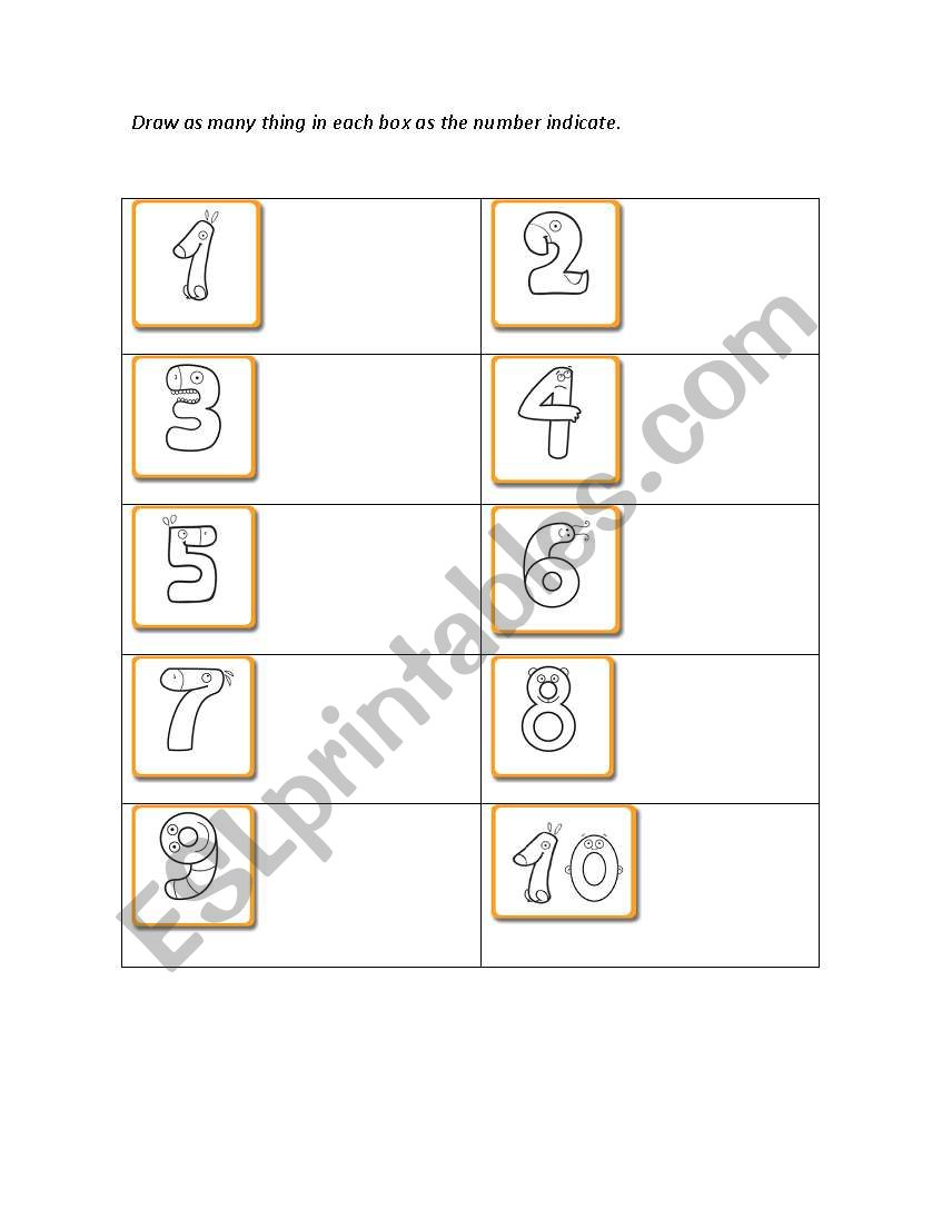 Numbers 1-10 worksheet