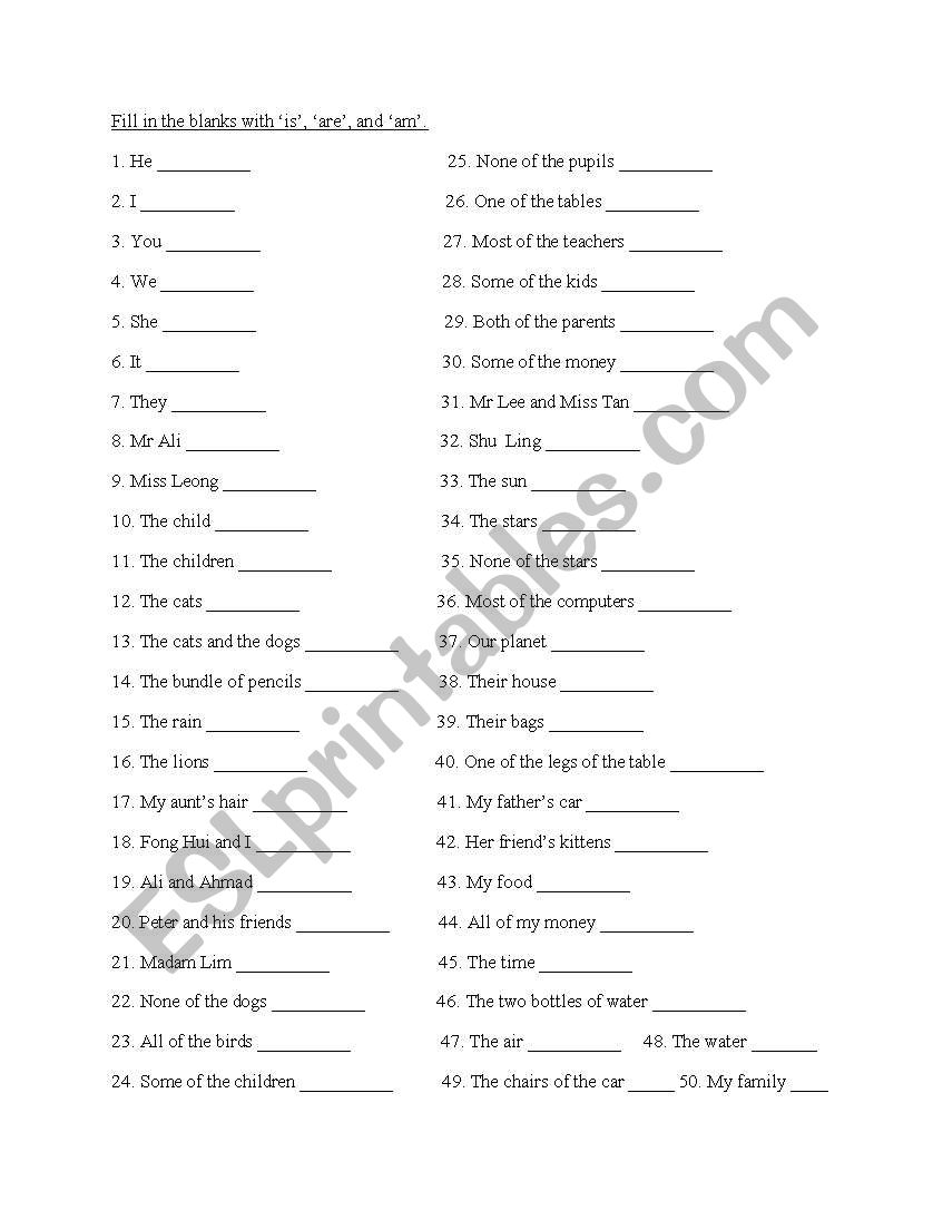 Verb-to-be worksheet