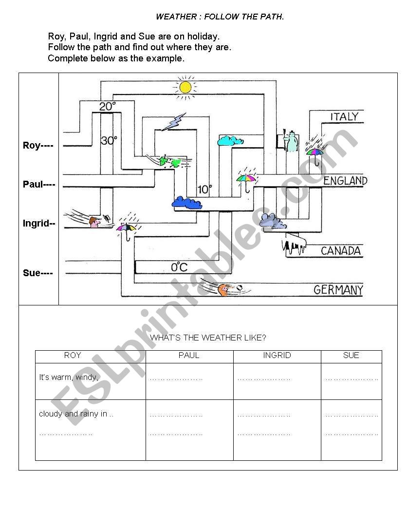 Weather:Follow the path! worksheet