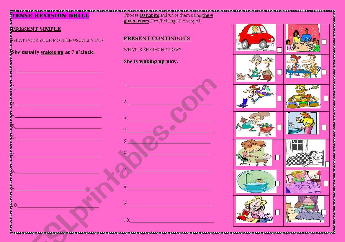 TENSE REVISION DRILL worksheet