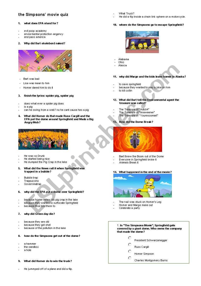 The Simpsons Movie_worksheet worksheet
