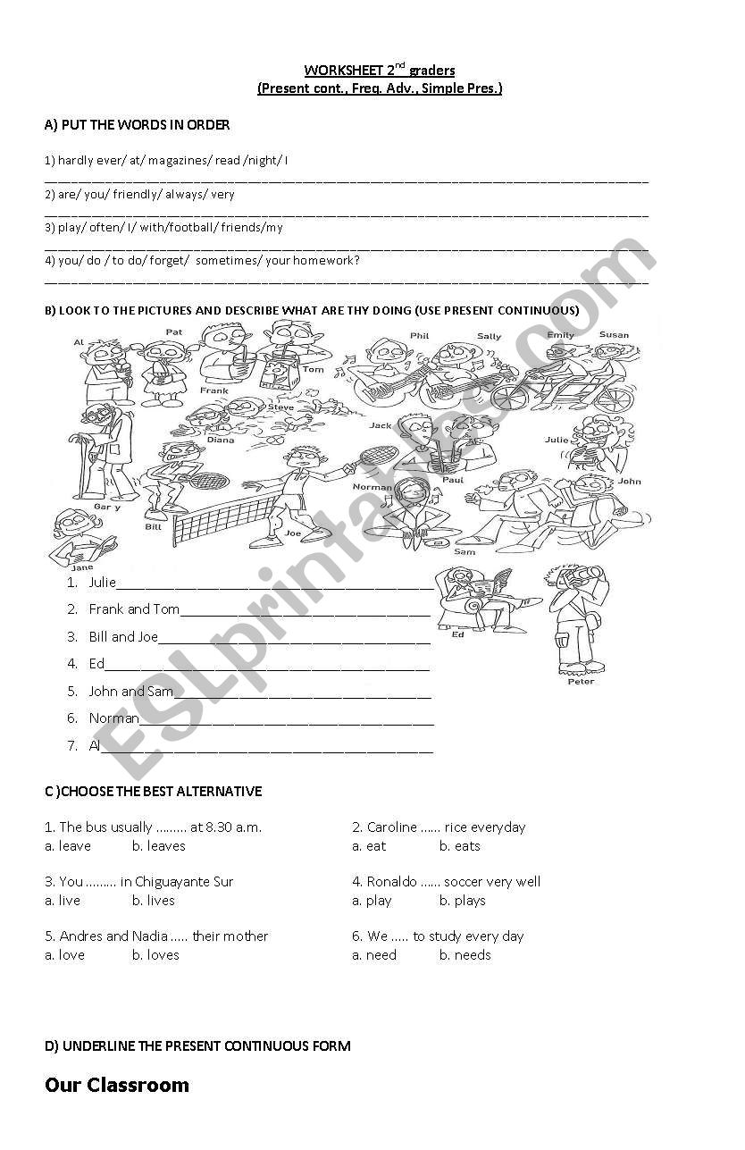 Reviewing Present continuous, Simple present and frequency adverbs