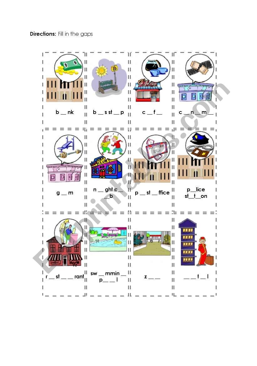 PLACES IN TOWN worksheet