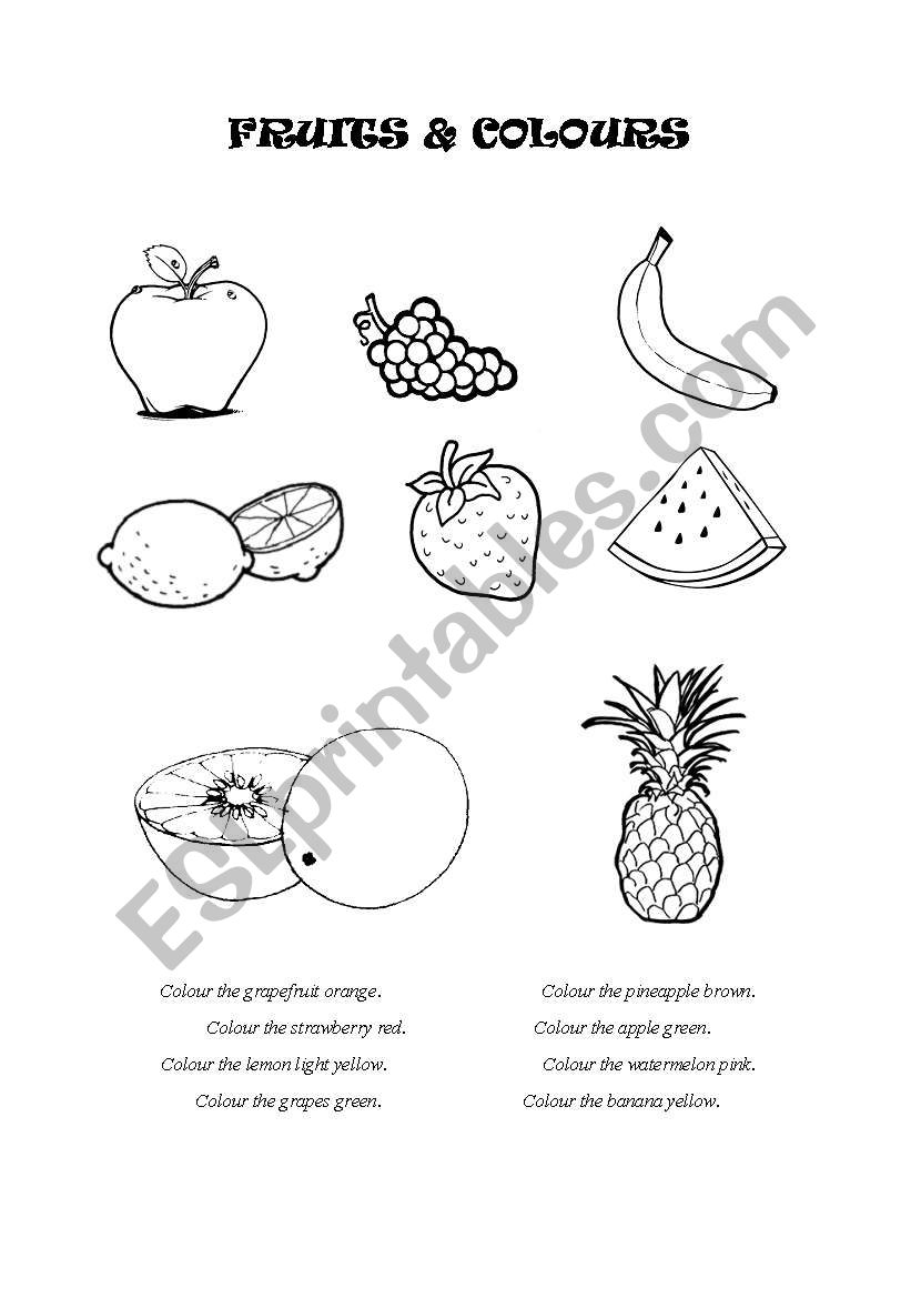 Fruits and colours worksheet
