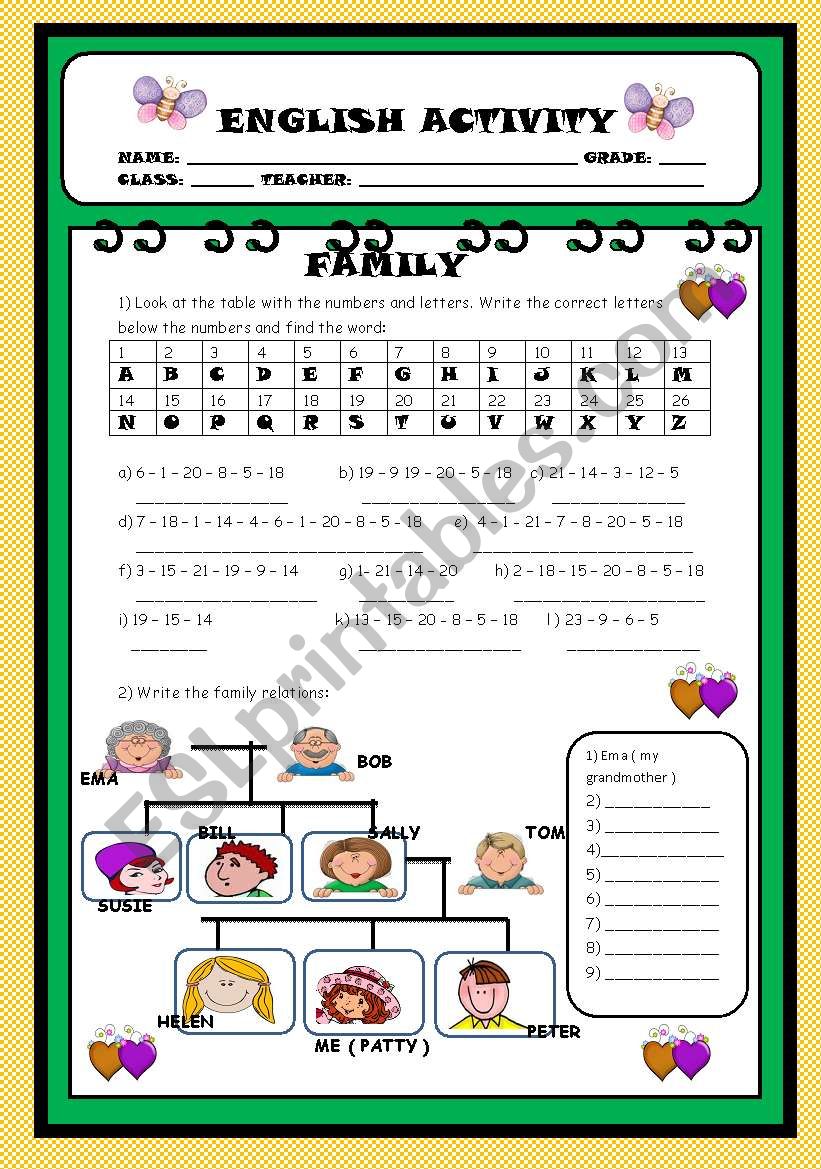 Family worksheet