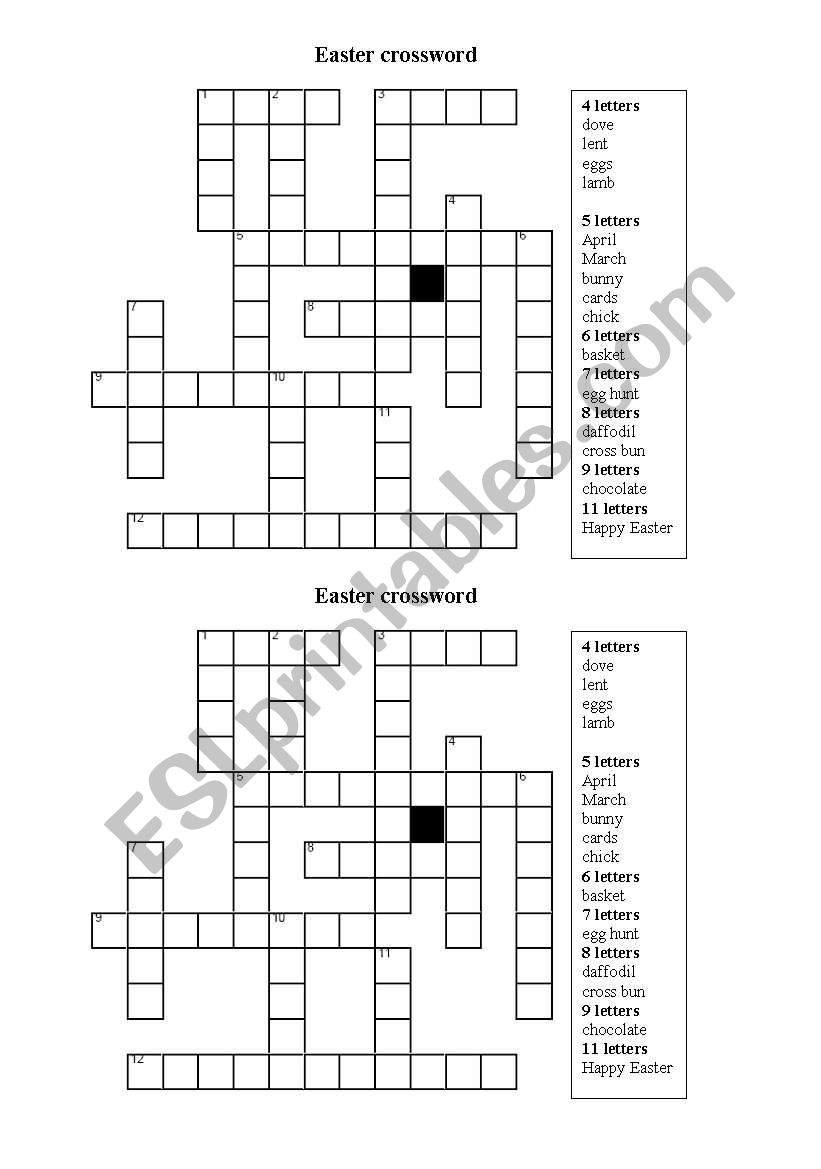 easter  crossword worksheet