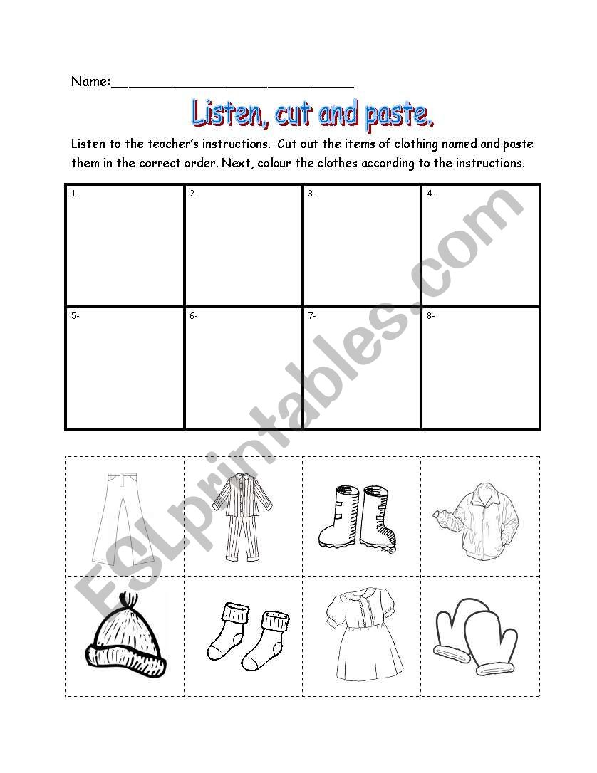 clothing and colors worksheet worksheet