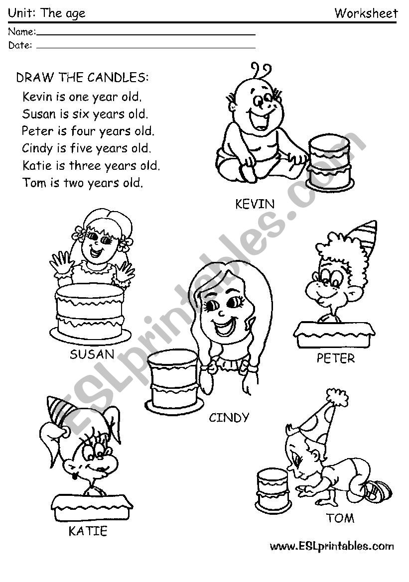 The age worksheet: draw the candles