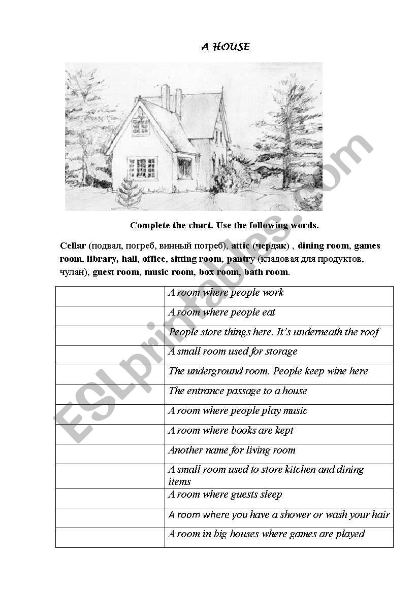 a house worksheet