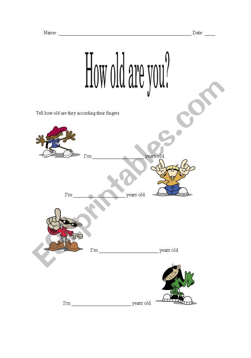 How old are you? worksheet