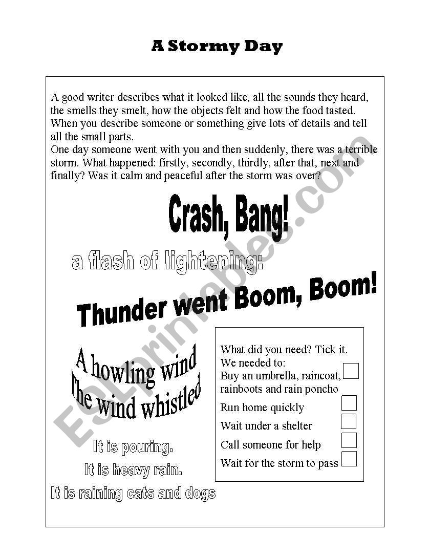 English worksheets A Stormy Day