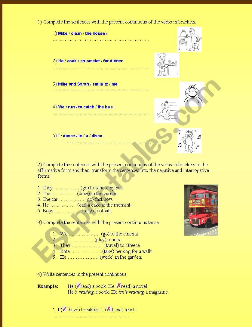 Preset Continuous Tense worksheet