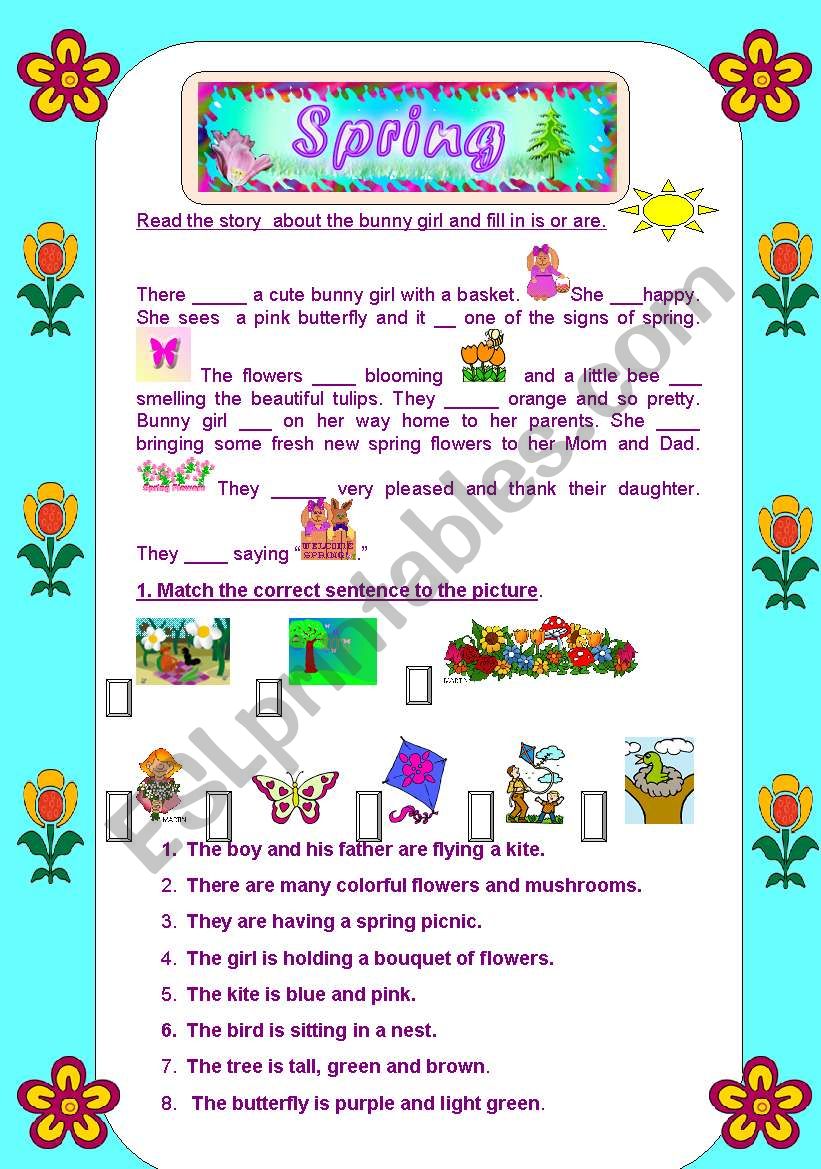 Springtime story  worksheet