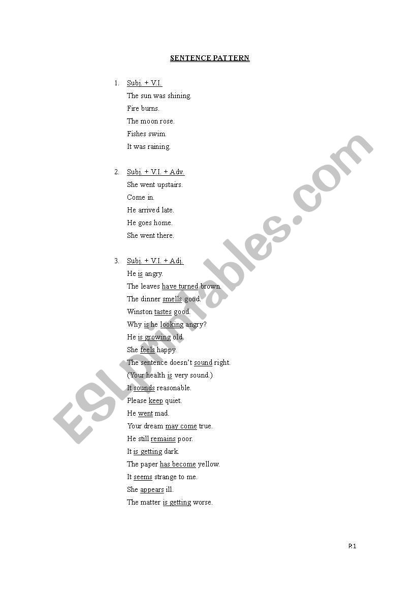 english-worksheets-sentence-pattern