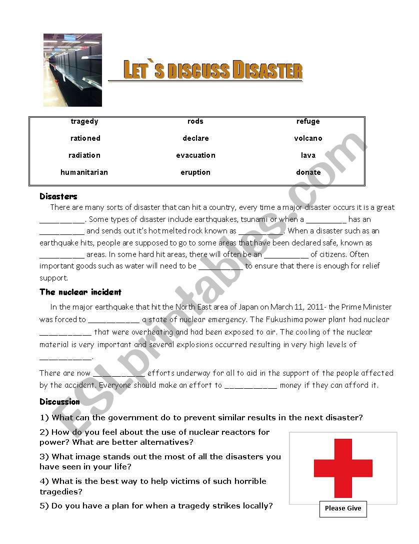 Lets Discuss Disasters worksheet
