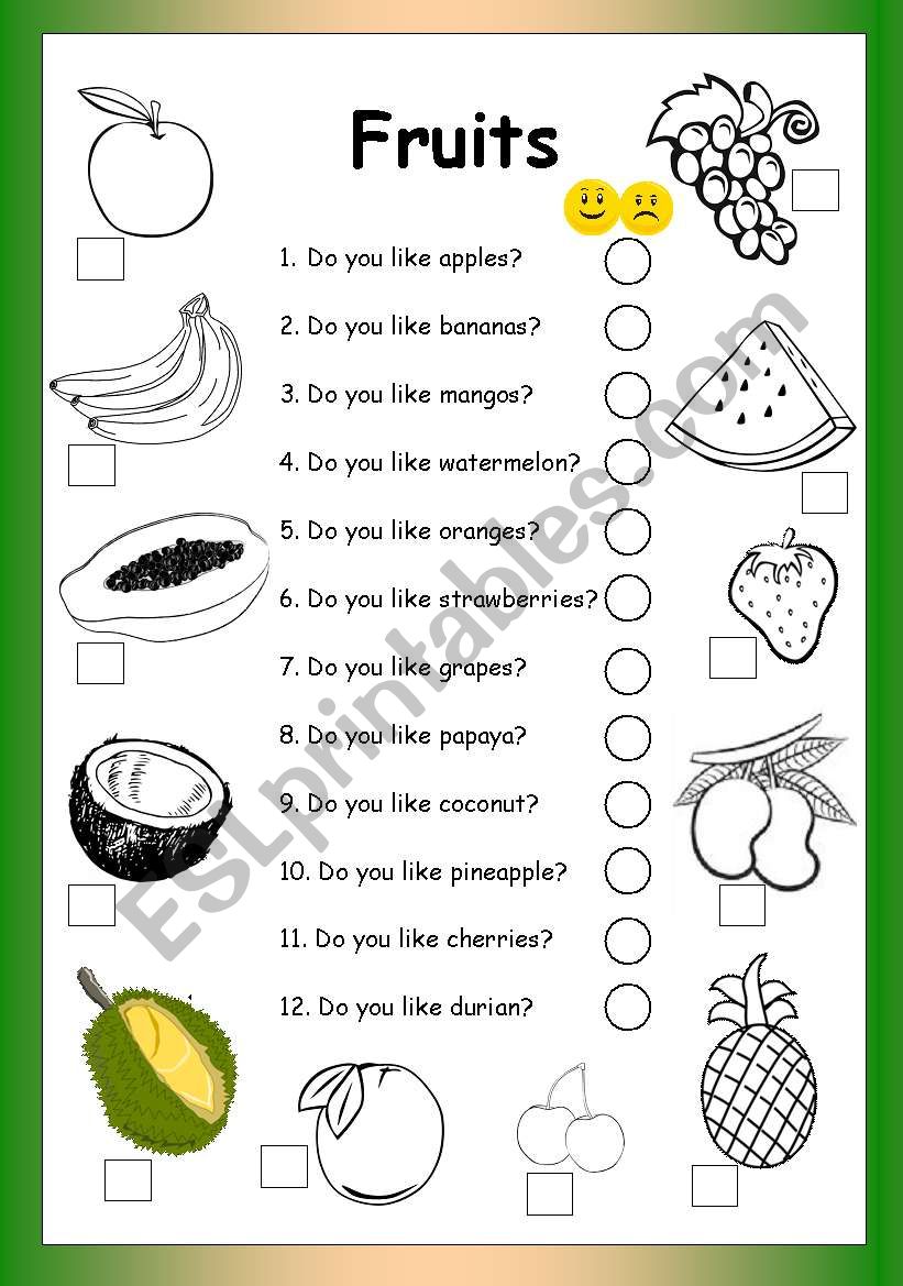 Fruits - Do you like...? worksheet