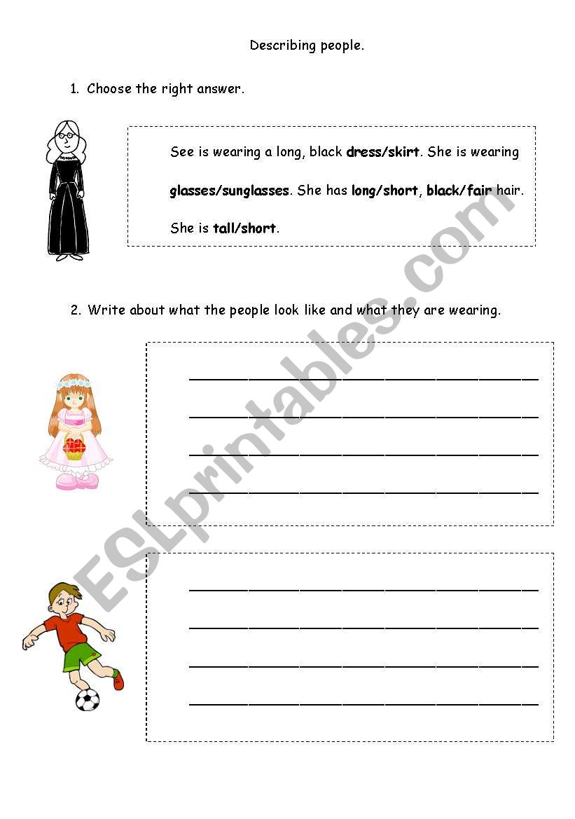 Describing people/clothes worksheet