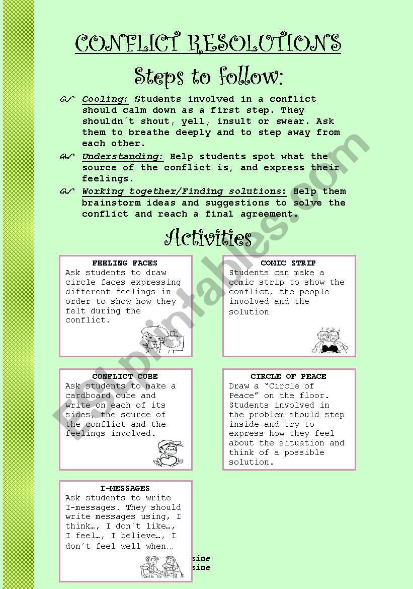 CONFLICT RESOLUTIONS worksheet