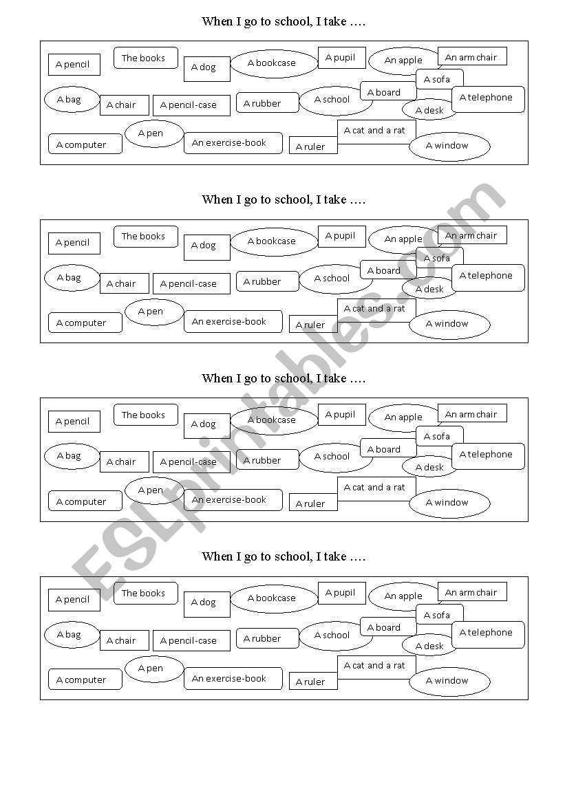 When I go to school worksheet