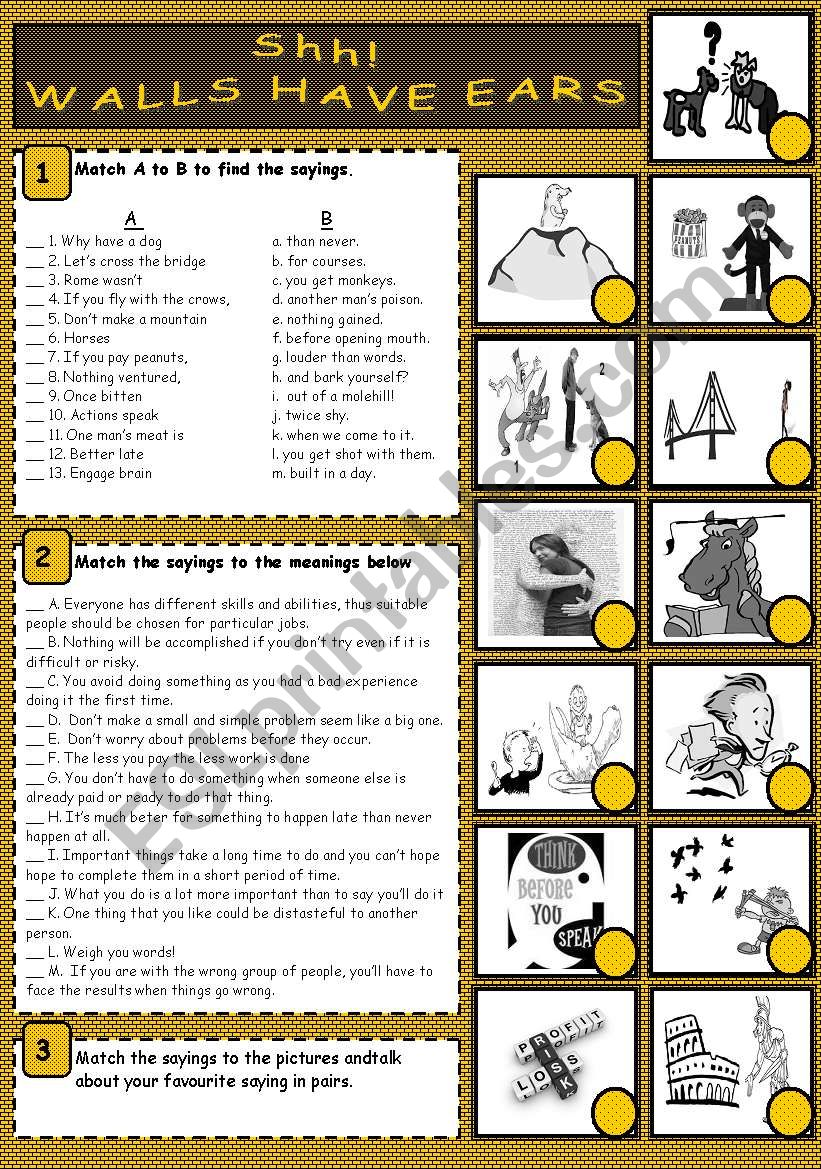 SAYINGS worksheet