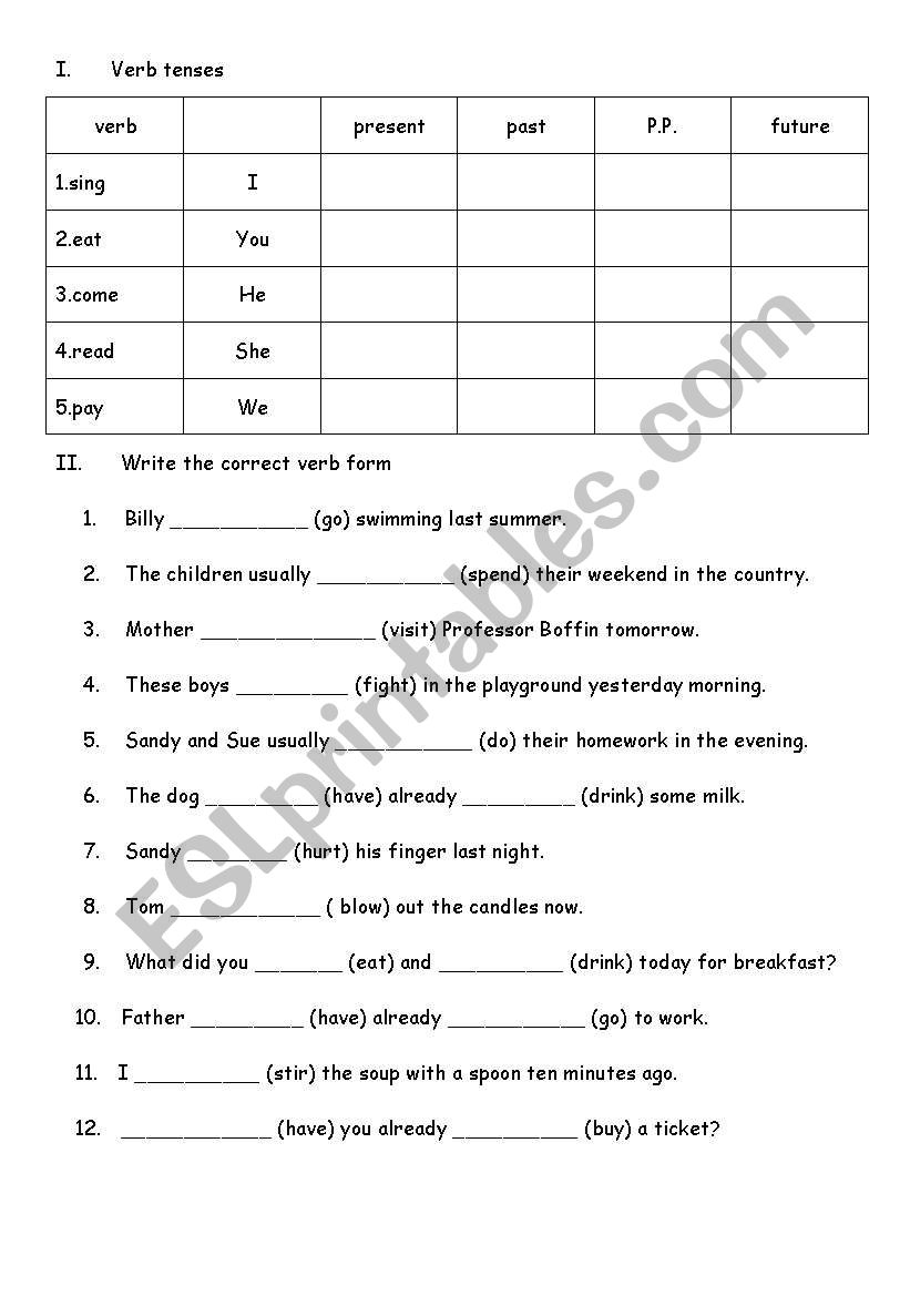 english-worksheets-verb-tenses