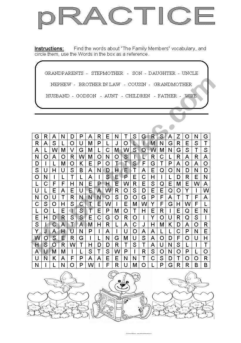 Family Scramble Words worksheet