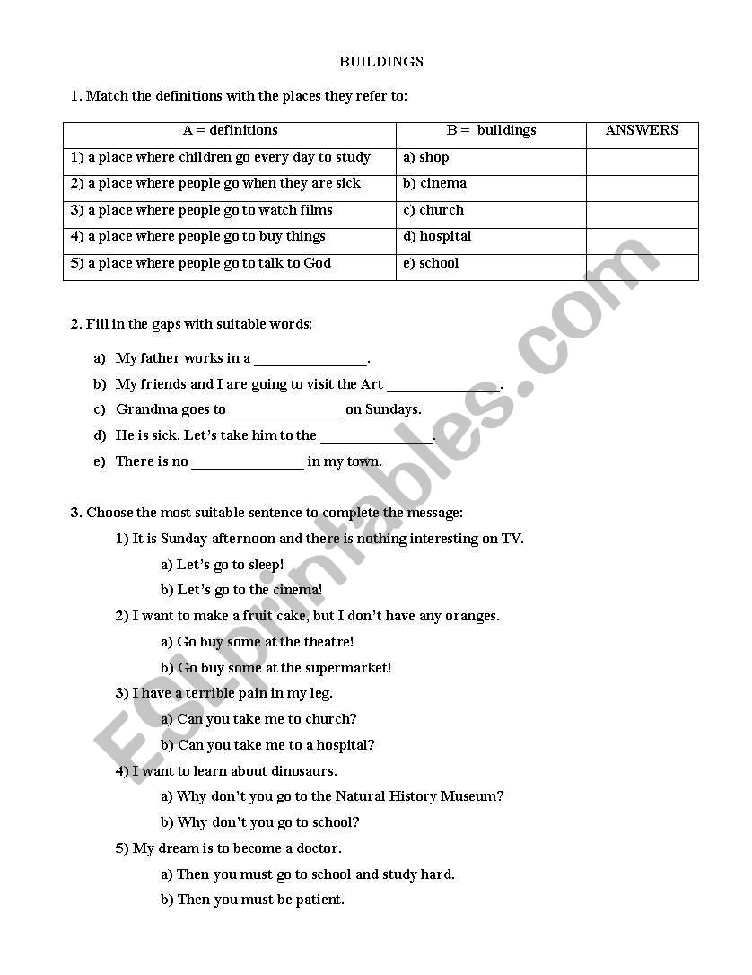 buildings worksheet