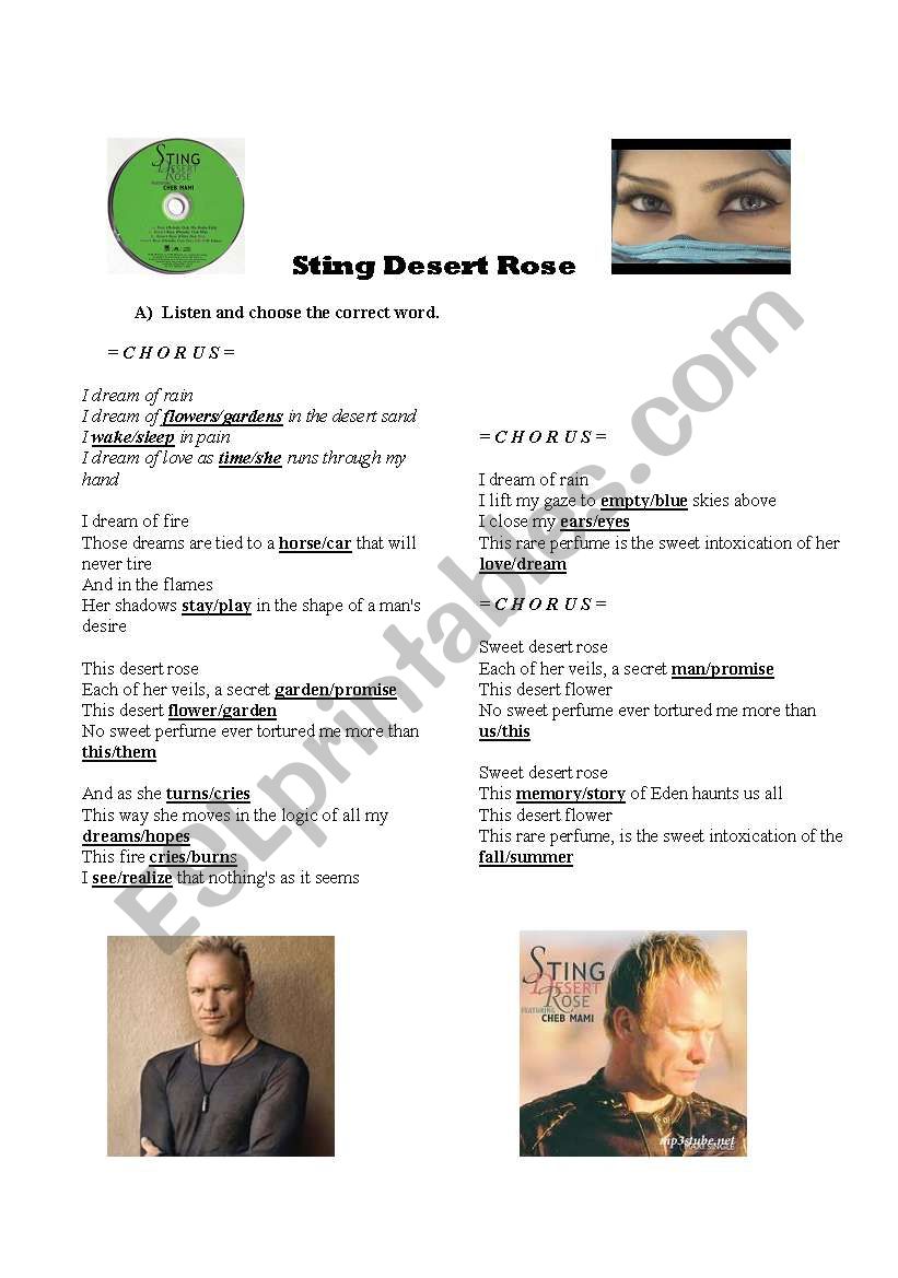 Sting-Desert Rose worksheet