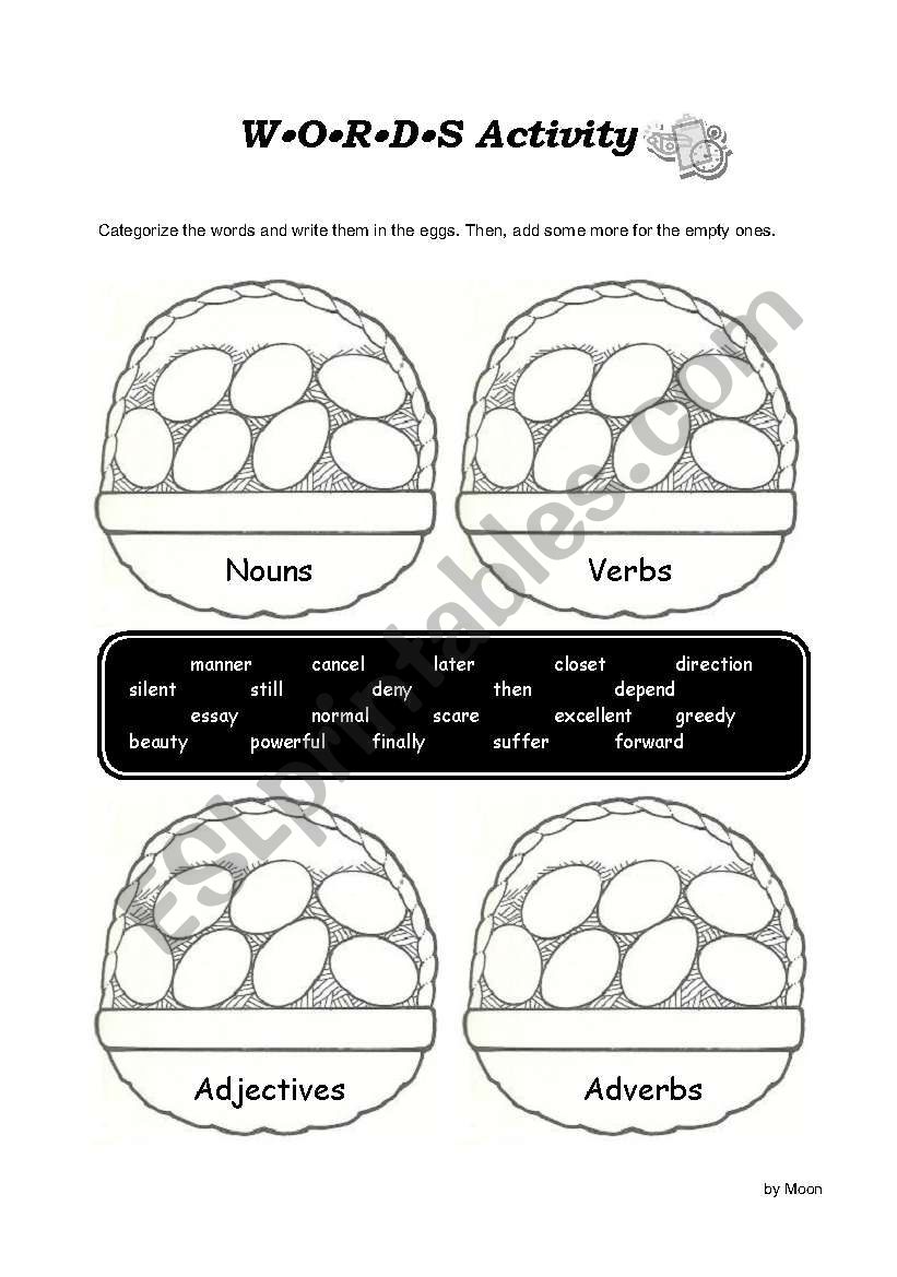 Categorize the Words! worksheet