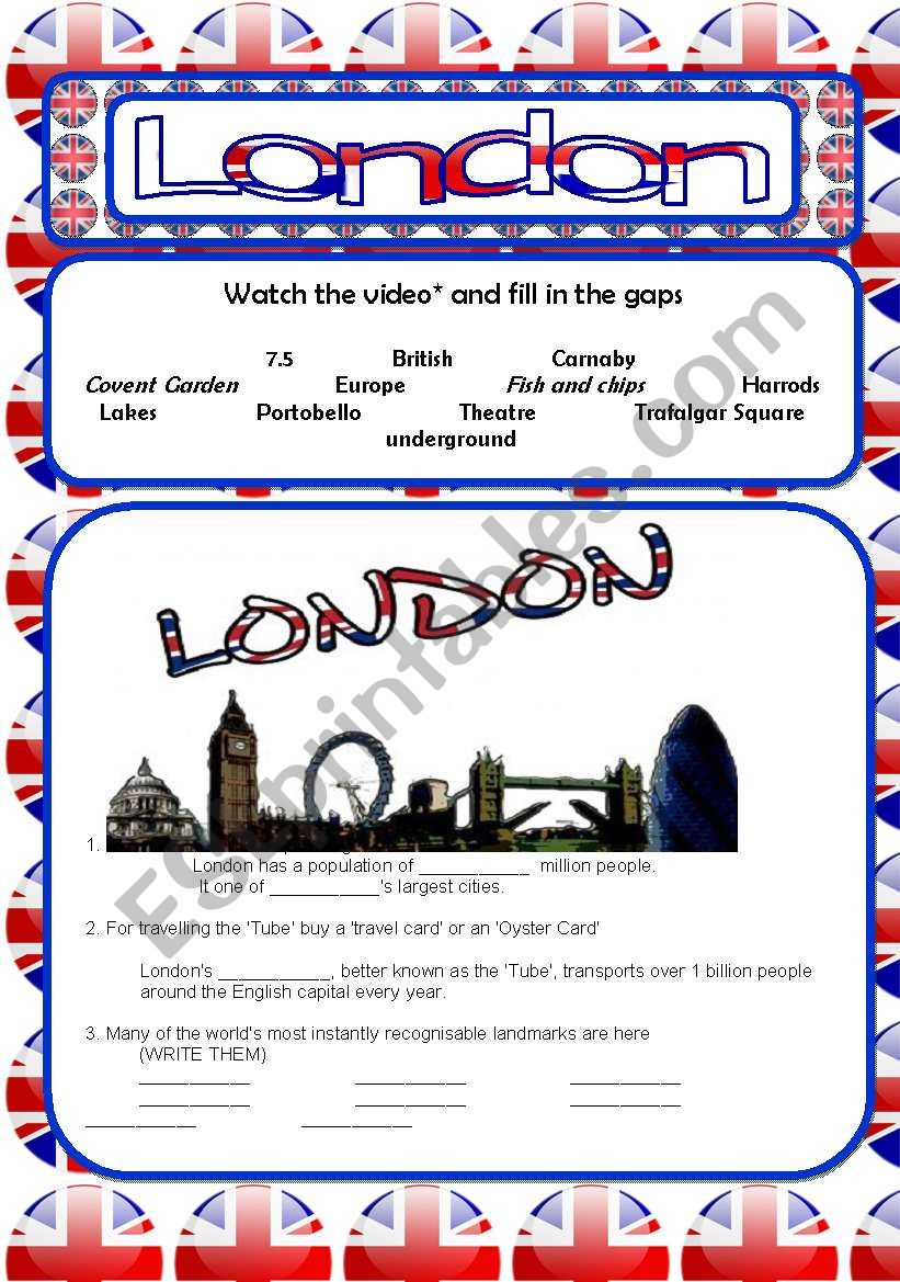 video activity - London worksheet