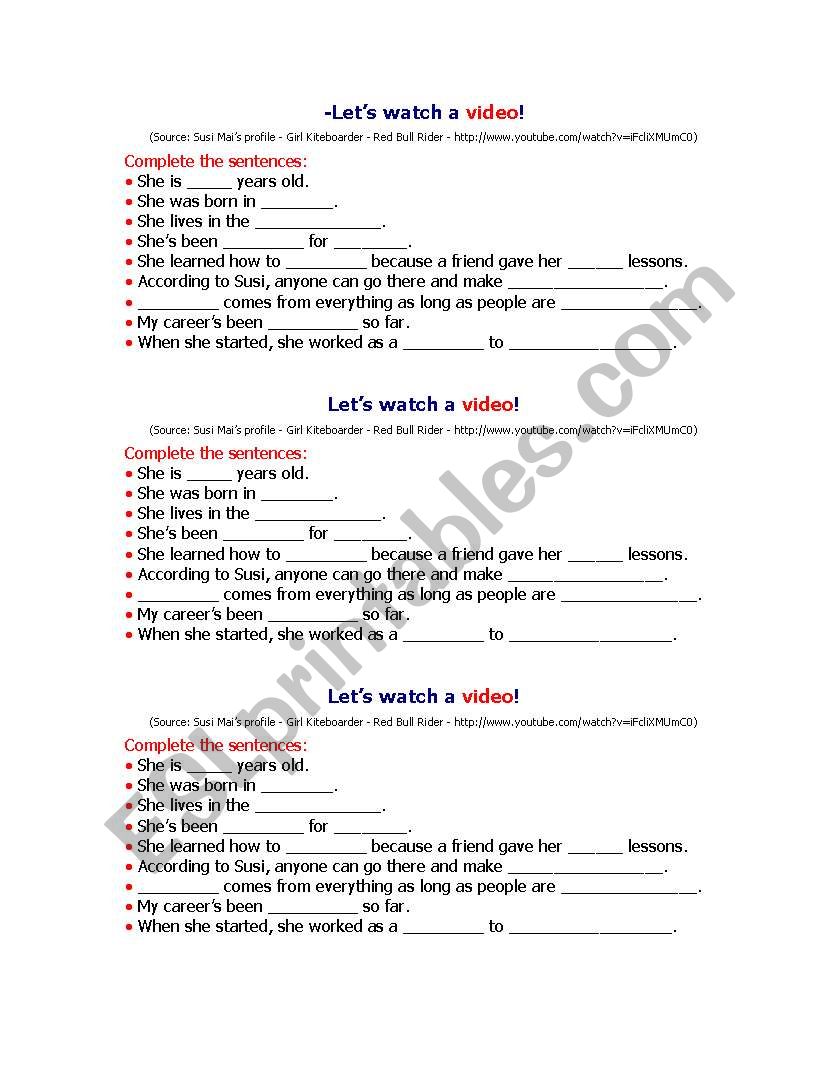 Susan Mais profile worksheet