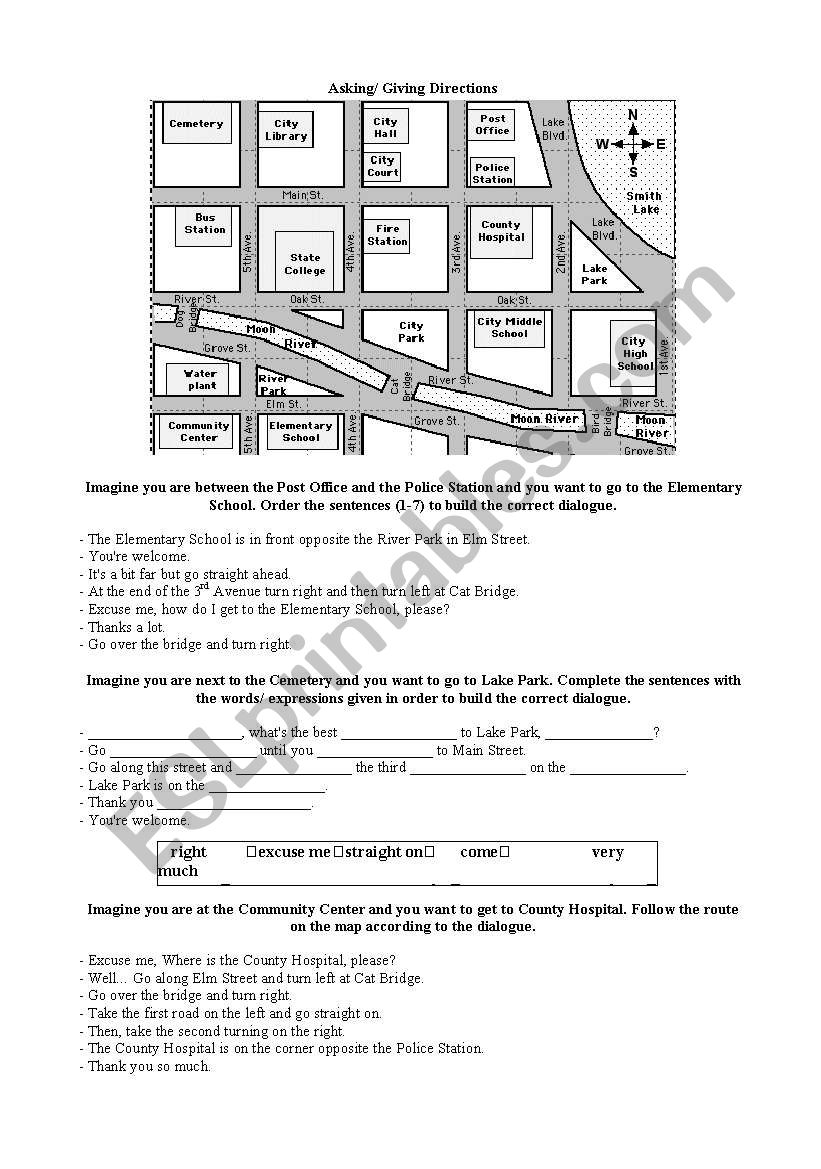 Asking / Giving directions worksheet