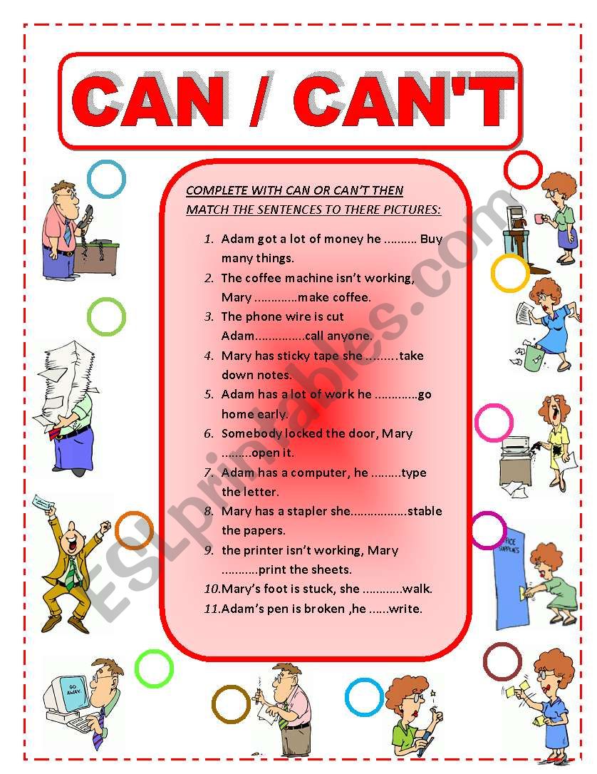 CAN / CANÂ´T worksheet