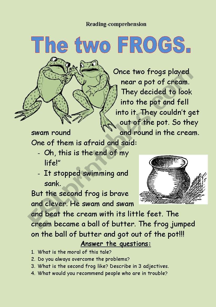 The two frogs. Reading-comprehension.