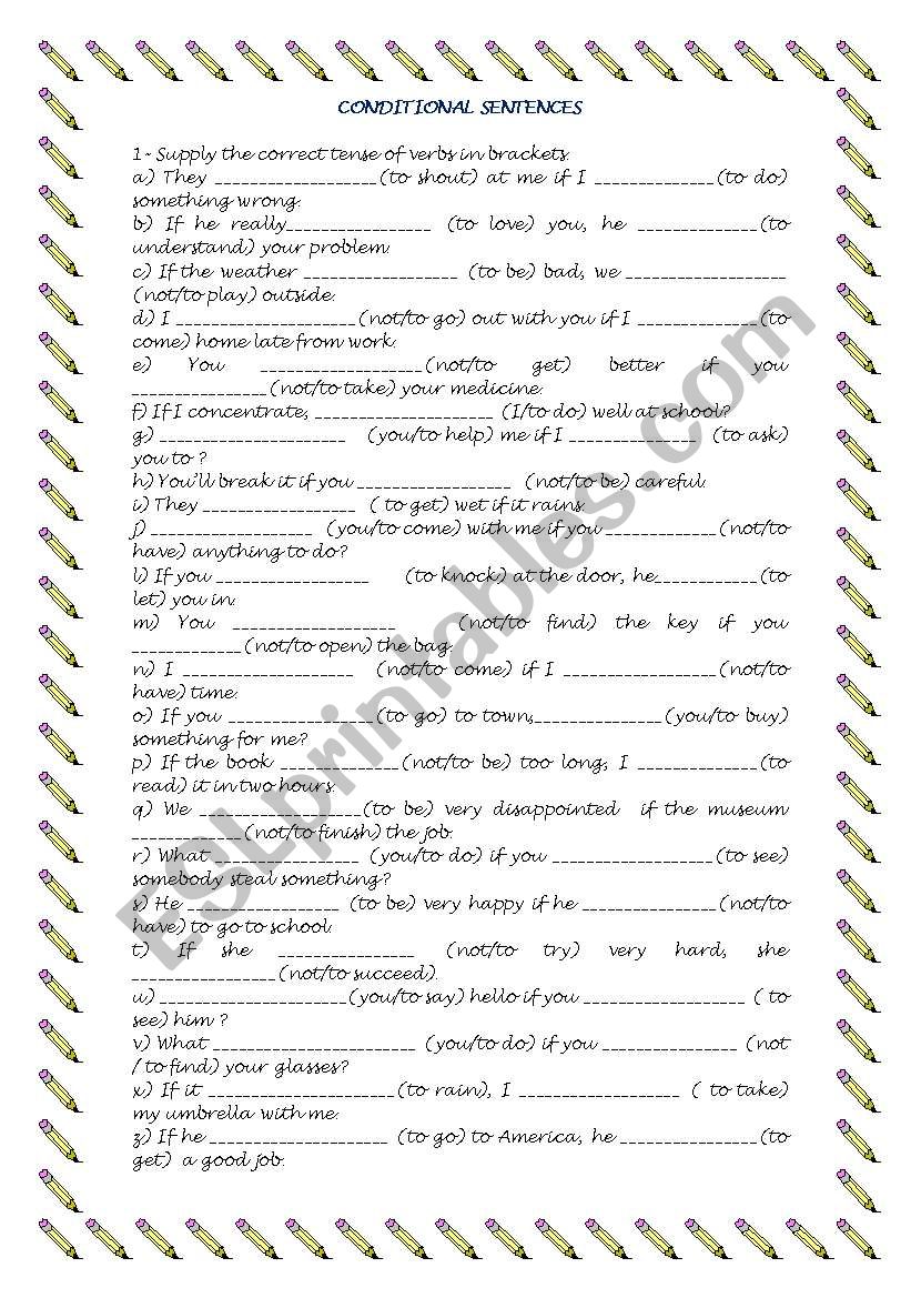 Conditional Sentences type 1 worksheet