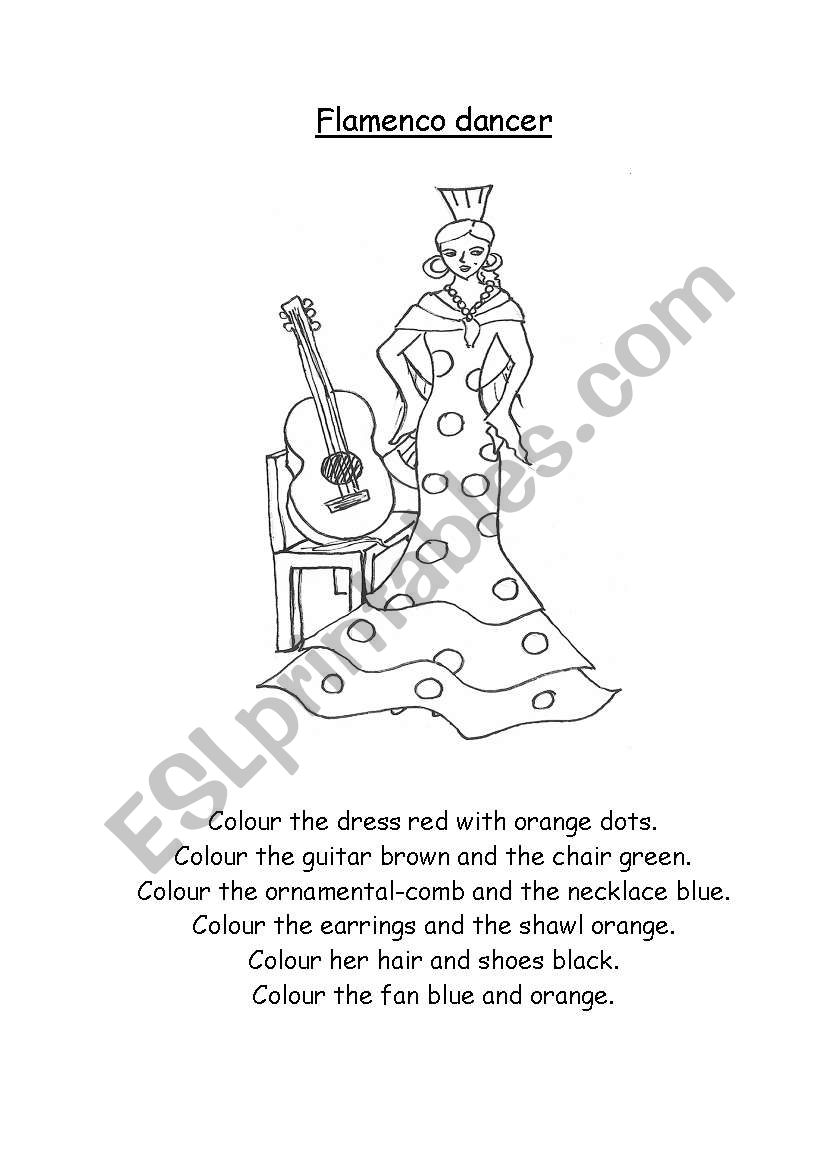 Flamenco dancer worksheet