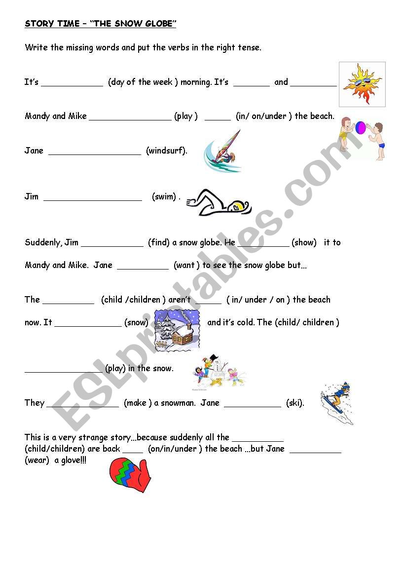 THE SNOW GLOBE worksheet