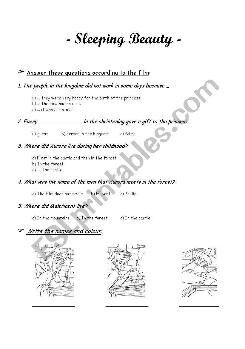 Sleeping Beauty worksheet worksheet