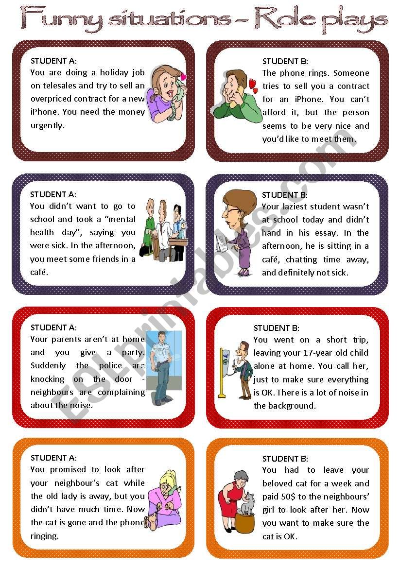 Role plays for intermediate students - Funny Situations Set 1