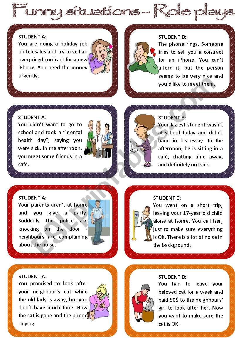 Role Plays For Intermediate Students Funny Situations Set 1 ESL 