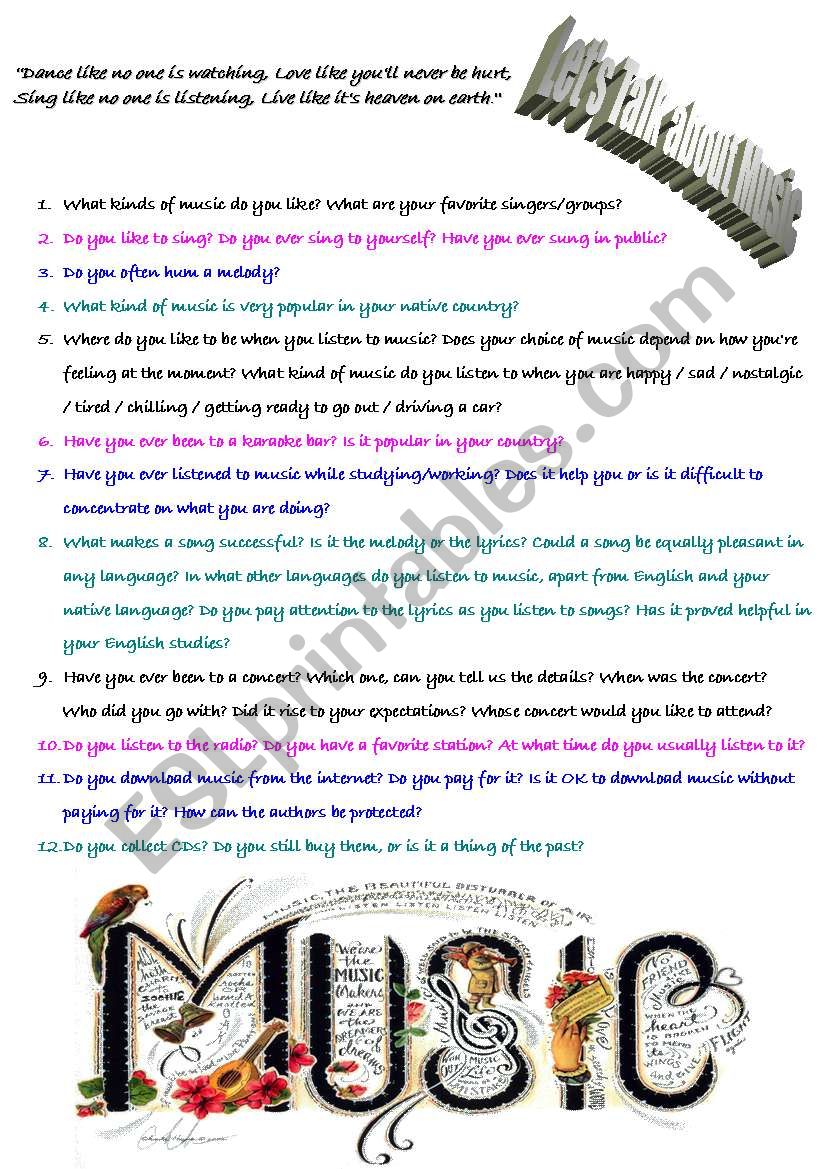 Muic worksheet