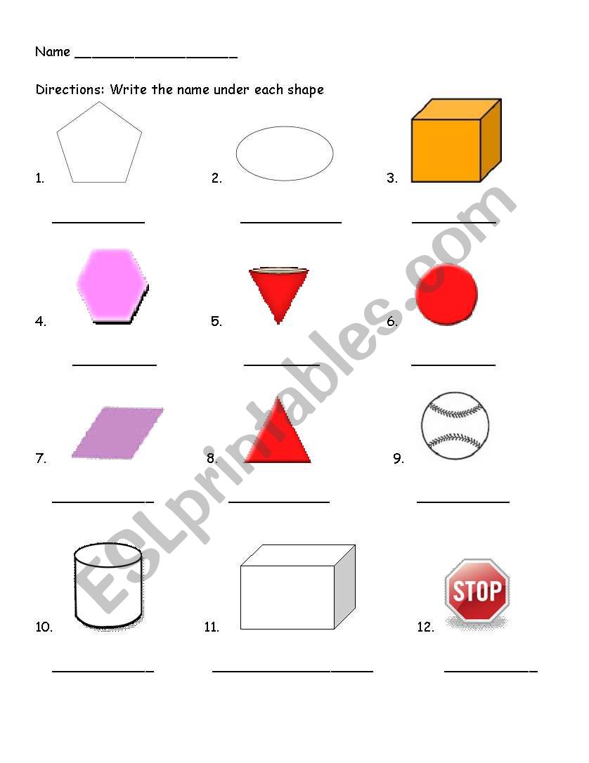 Shapes worksheet