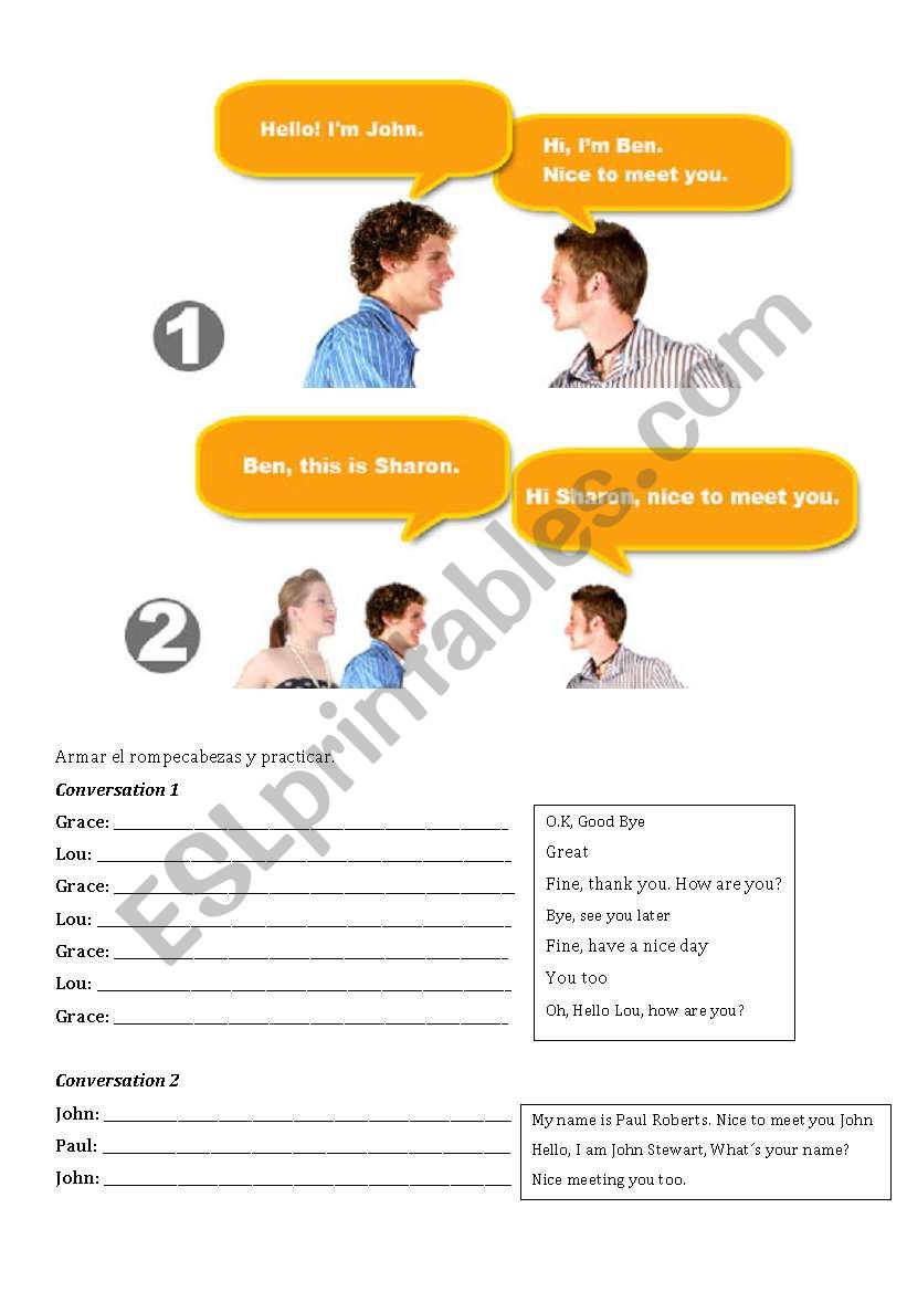 greetings worksheet